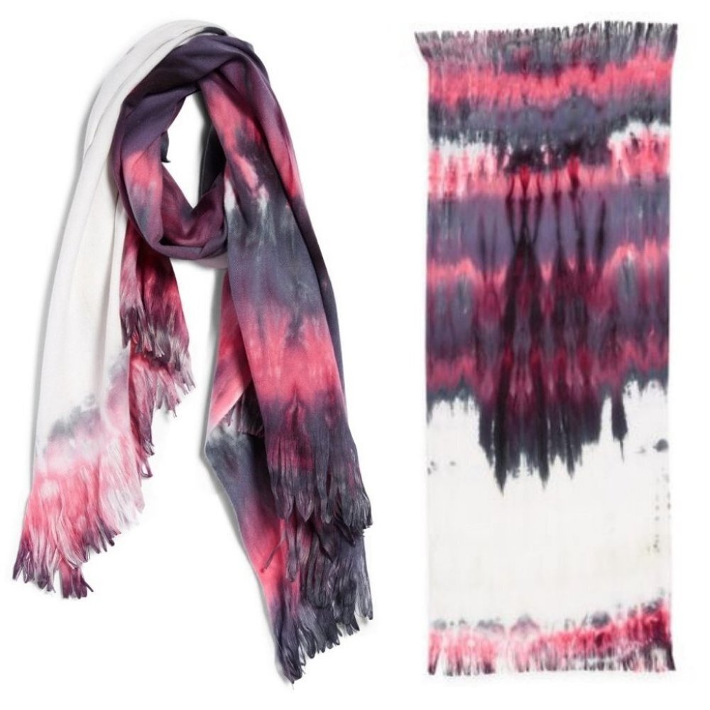 Nordstrom BP Tie Dye Blanket Scarf New With Tags Pink White Grey Warn Cozy NWT